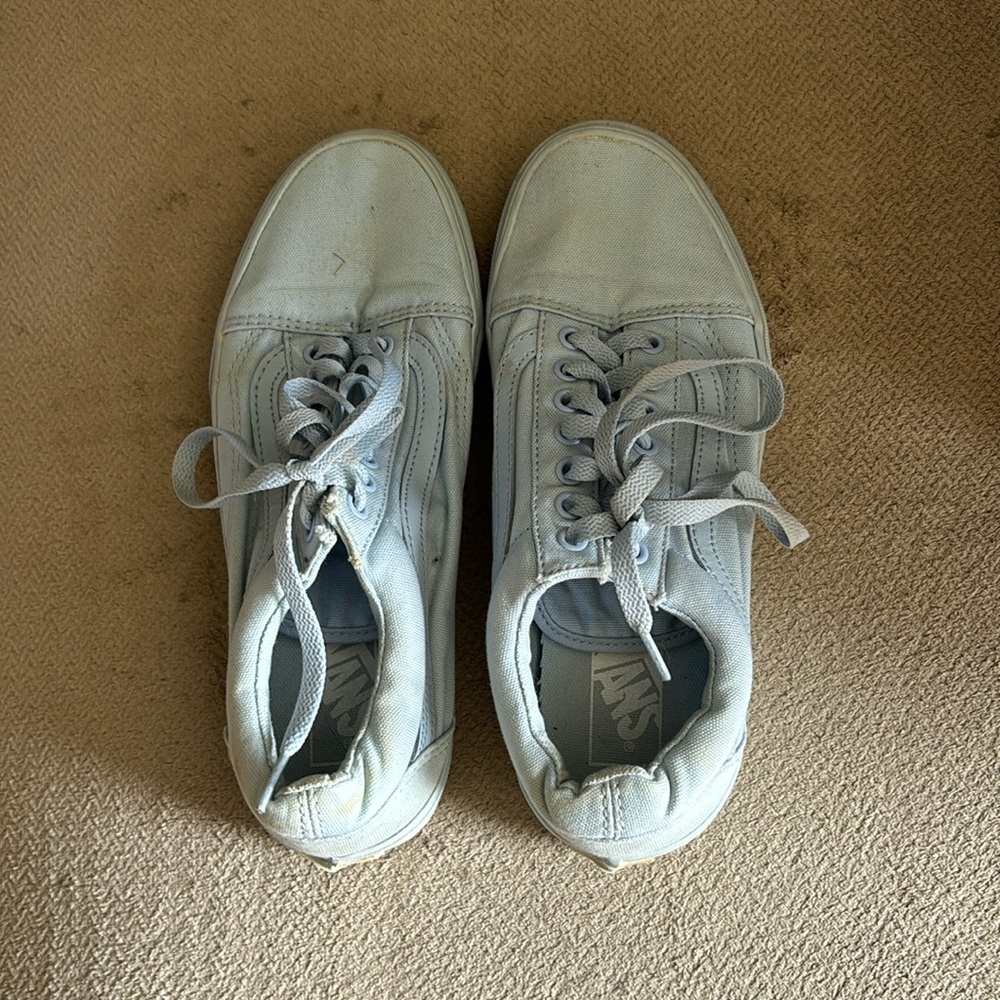 Light blue all one color vans low tops
